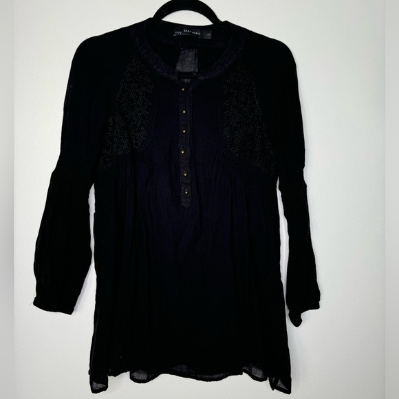 Zara boho sheer black blouse size small - Picture 1 of 8